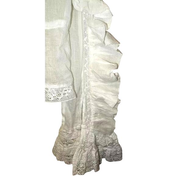 New Free People Penelope Long Sleeve Lace Button Blouse $168 MEDIUM Ivory - Picture 7 of 8